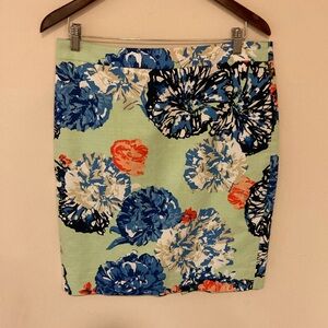 J. Crew Floral Cotton Line Pencil Skirt 8